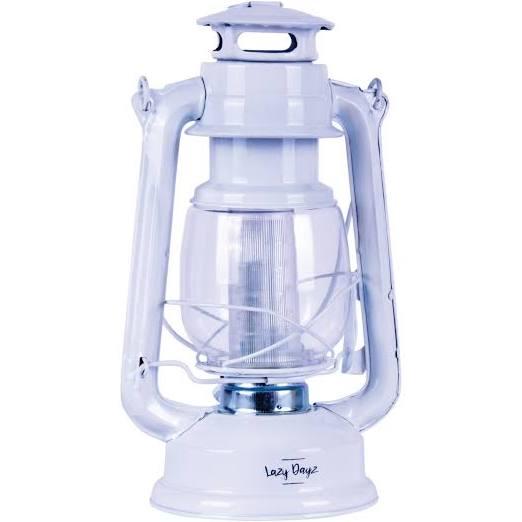 12 Led Solid Metal Camping Hurricane Lantern - White