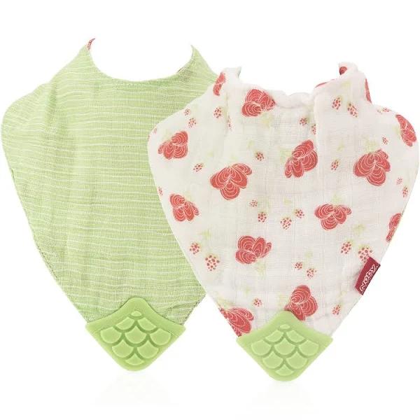 Nuby Muslin Bandana Bib with Teething Corner Girl 2 Pack