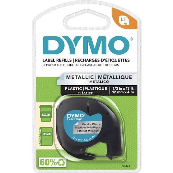 Dymo LetraTag 12mm x 4M Silver Tape