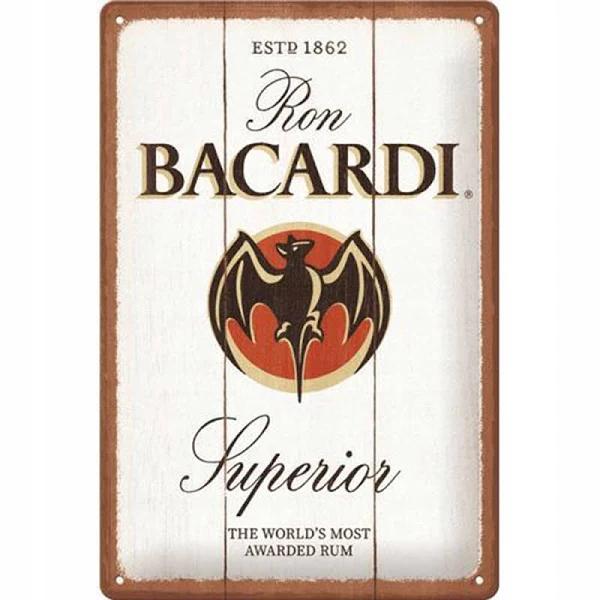 Nostalgic Art 20x30cm Medium Metal Sign Bacardi Superior Home/Bar Decor White