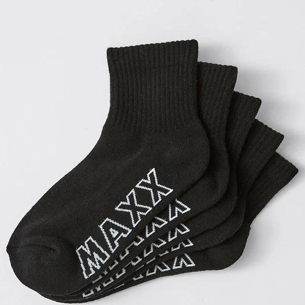 5 Pack Maxx Quarter Crew Sock | Black | Size 5-8