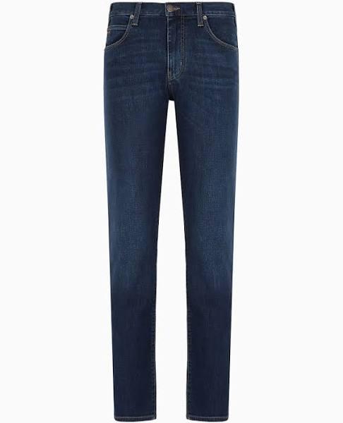 Emporio Armani Mens Denim Blue Straight-Leg Mid-Rise Stretch-denim Jeans 28/32