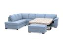 Light Blue Upholstered Linen Rumpus Fabric Corner Suite Left-Hand Facing Chaise with Sofa Bed