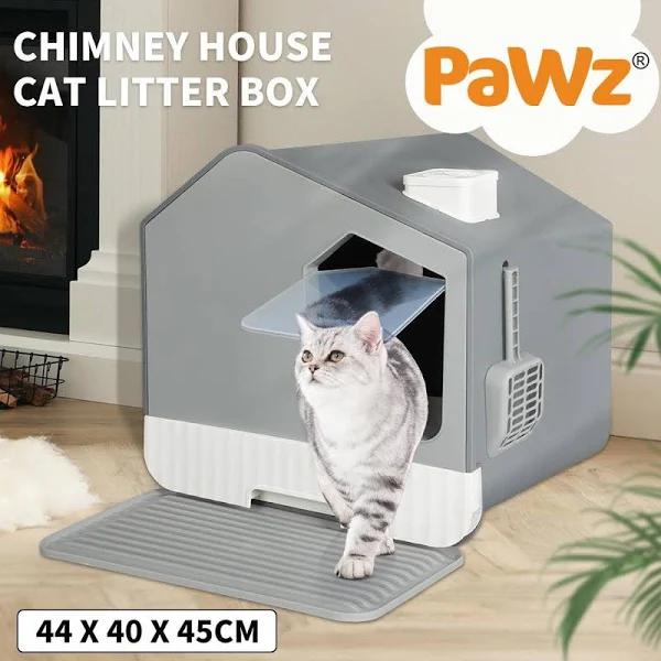 PaWz Fully Enclosed Cat Litter Box Mat Grey