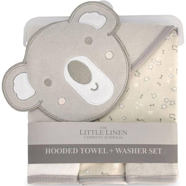 The Little Linen Company Character Hooded Towel & Washers Cheeky Koala