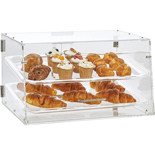 VEVOR Pastry Display Case 2-Tier Commercial Countertop Bakery Display Case Acrylic Display Box with Rear Door Access & Removable Shelves Keep Fresh