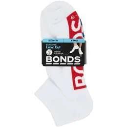 Bonds Socks Mens Lowcut Size 6-10 Assorted 3 Pack