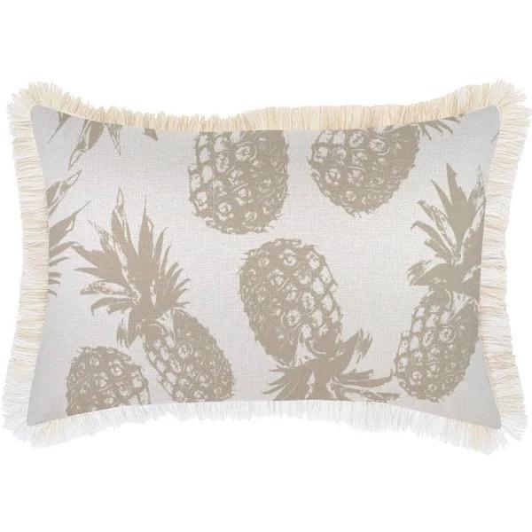 Cushion Cover Coastal Fringe Natural Pineapples Beige 35cm x 50cm