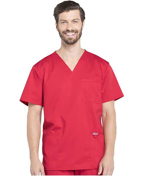 Cherokee Workwear Revolution Men's V-Neck Scrub Top - 5x - Red