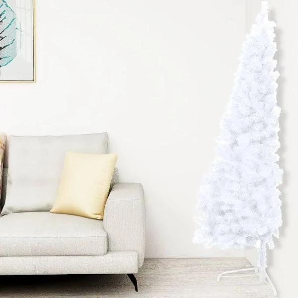 vidaXL White Artificial PVC Half Christmas Tree with Stand - 240cm