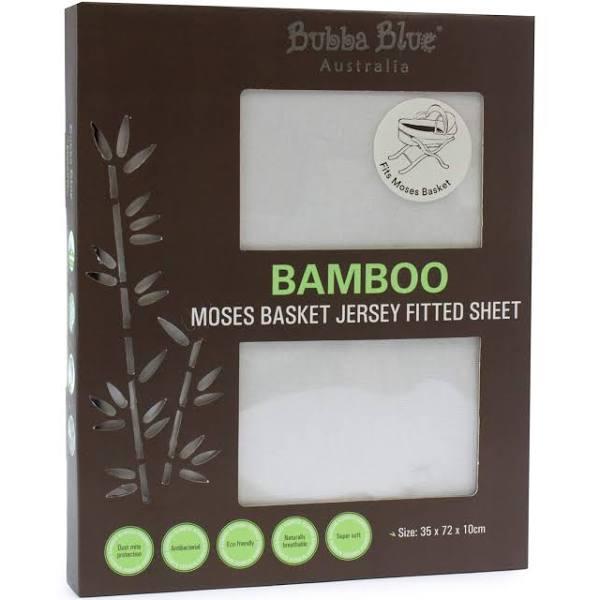 Bubba Blue Bamboo Jersey Moses Basket Fitted Sheet White