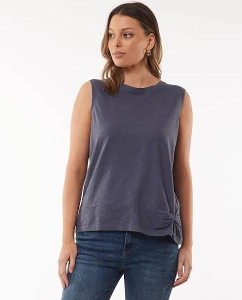 Foxwood Women's Knot Front Crop Tank - Navy Size 6