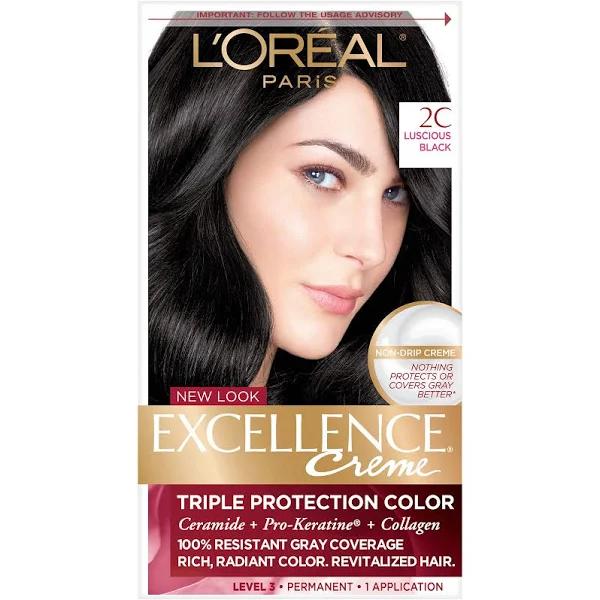 Excellence Permanent Hair Color, Creme, Luscious Black 2C