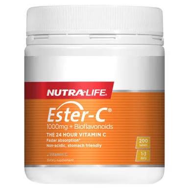 Nutra-Life Ester C 1000mg + Bioflavonoids, Vegan Friendly, Vitamin C & Immune Support, Antioxidants, 250 Tablets