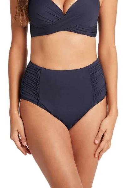 Sea Level Eco Essentials Gathered Side High Waist Bikini Brief - Sky Night Navy - 8