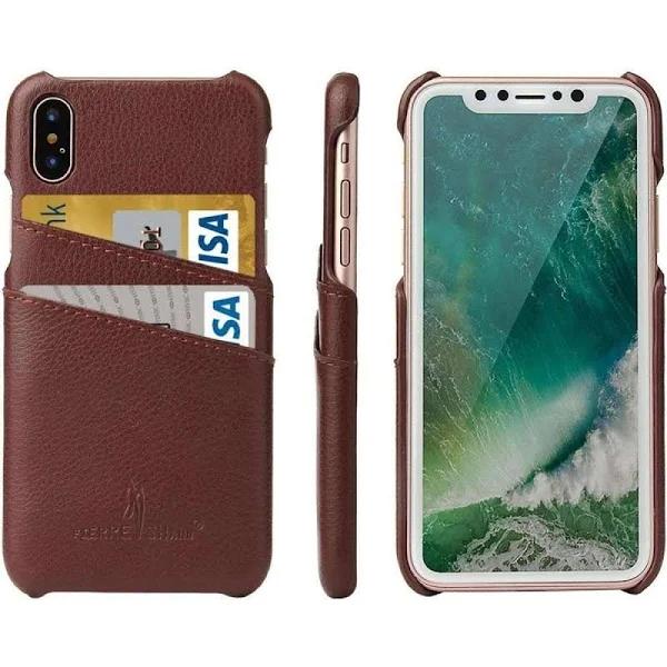 Faddist For iPhone XS,X Case,Modern Handmade Durable Genuine Leather Fashion Cover,Brown