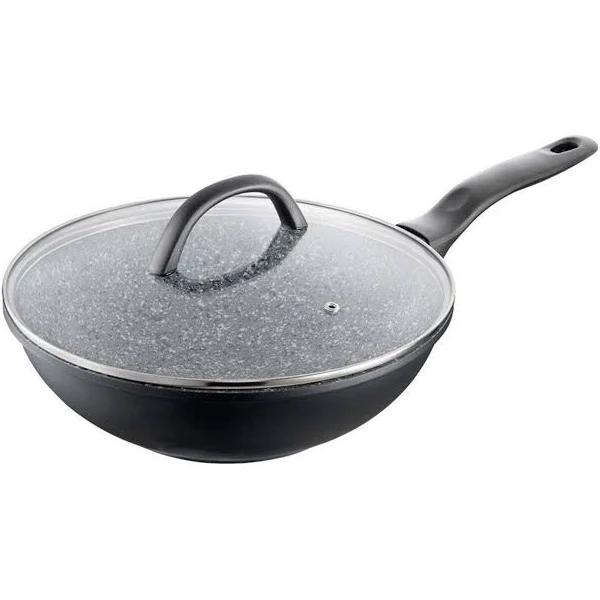 STONEX2 Ceramic Non Stick Cast Aluminium Wok With Lid 28cm