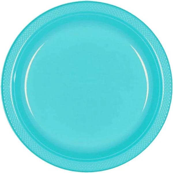 Premium Plastic Plates 17cm 20 Pack Caribbean Blue