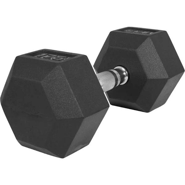 Gorilla Sports Premium Rubber Hex Dumbbell 17.5kg