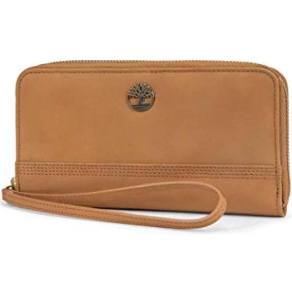 Timberland Women's Leather RFID Zip Around Wallet Clutch with Wristlet Strap