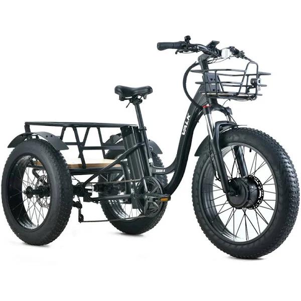 VALK Electric Fat Tyre Tricycle, 500W, Throttle, Hydraulic Disc Brakes, Alloy Frame, Suspension, Black