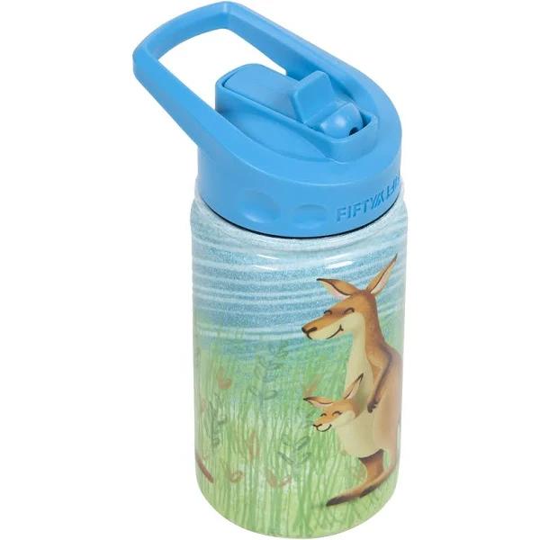 Kids 354ml Kangaroo Print Straw Cap Bottle