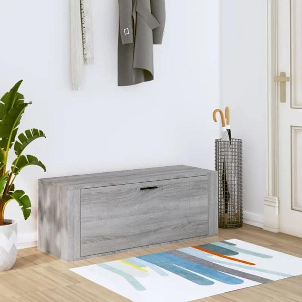 vidaXL Wall Shoe Cabinet Grey Sonoma 100x35x38 cm Engineered Wood