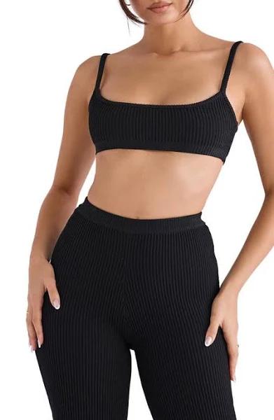 House of CB Mischa Ribbed Knit Bralette in Black XS