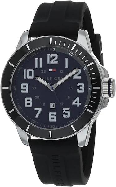 Tommy Hilfiger Black Silicone Navy Dial Men's Watch - 1791661