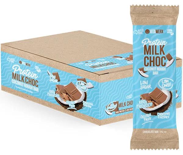 Vitawerx Protein Milk Chocolate Coconut Rough Bar 12 x 35g