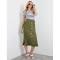 Rockmans Midi Length Button Curved Hem Belted Skirt - Womens - Khaki AU Size 12 - AfterPay & zipPay Available