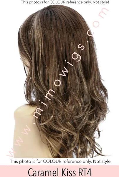 Estetica Avalon Lace Front Wig, CKISSRT4 Golden Brown With Copper Blonde Highlights and Dark Brown Roots