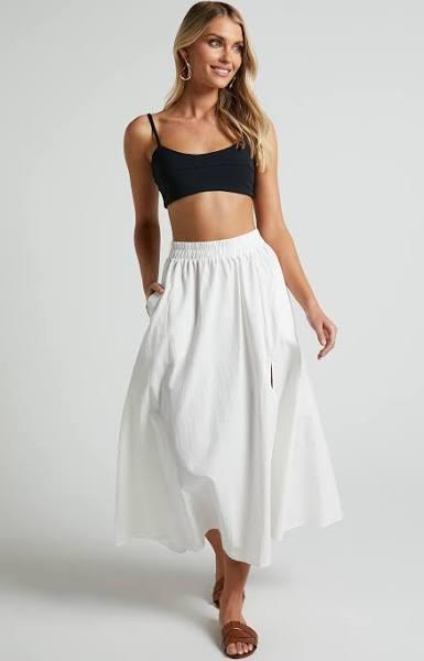 Showpo | Annika Midi Skirt - Side Split A Line Skirt in Ivory | Summer Outfits