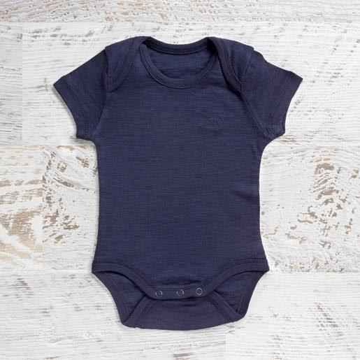 Merino Baby Short Sleeve Bodysuit Navy / 12-18M