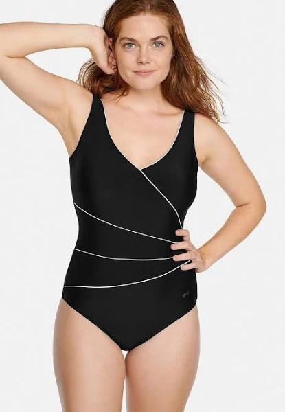 Naturana One-piece Control Swimsuit - Black-White - 10D