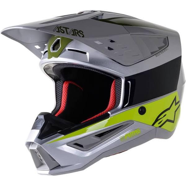 Alpinestars S-M5 Bond MX Helmet Silver-Yellow-Green L