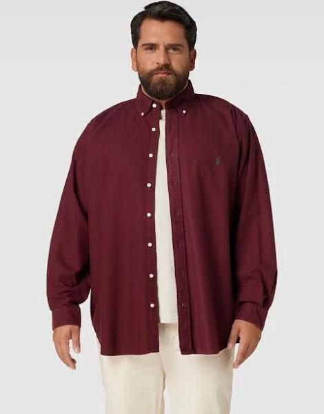 Polo Ralph Lauren Big & Tall Icon Logo Classic Fit Garment Dyed Oxford Shirt in burgundy-Red