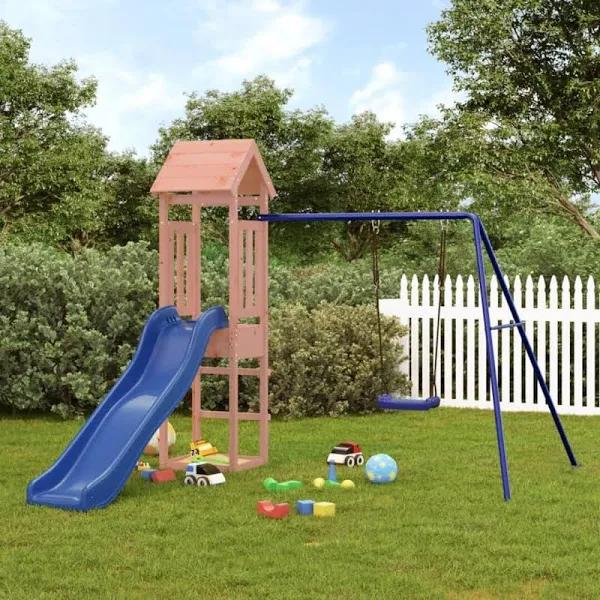 Playhouse with Slide Swing Solid Wood Douglas