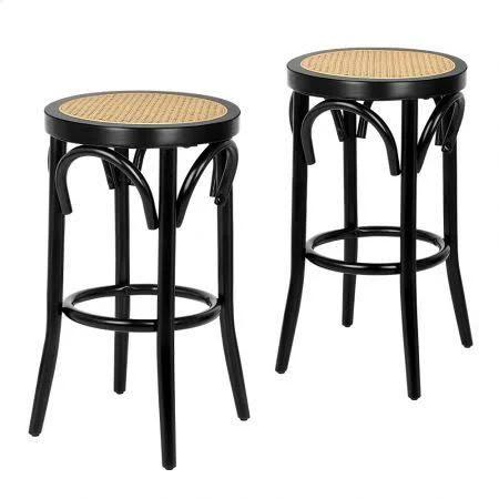 ALFORDSON 2x Bar Stools Kitchen Vintage Chair Rattan Mesh Seat Renata Black