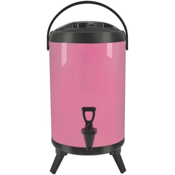 SOGA 14L Stainless Steel Insulated Milk Tea Barrel Hot and Cold Beverage Dispenser Container With Faucet Pink