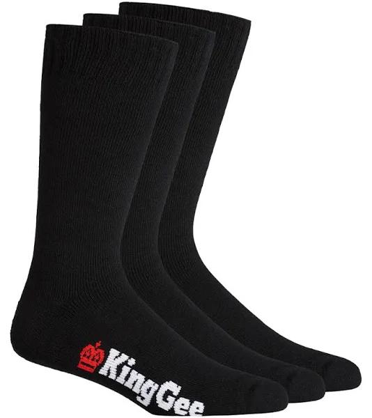 KingGee Workwear - Men's 3 Pack Bamboo Work Socks - Black - 11-14