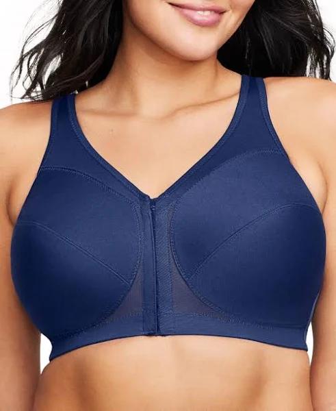 Glamorise Magiclift Front-Closure Posture Back Wire-Free Bra - Blue 34H 1265 Plus Size Bra - AfterPay Available