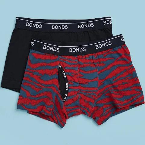 Bonds Boys Guyfront Trunk 2 Pack in Static Stripe