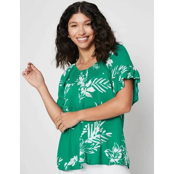 Millers - Womens Tops - Short Sleeve Shirred Printed Blouse