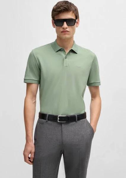 Boss Pallas Regular-fit Polo Shirt in Cotton, Men, Size: L, Light Green