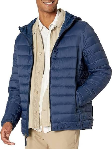 Amazon Essentials Men's Lightweight Water-resistant Packable Hooded Puffer Jacket