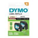 Dymo LetraTag 12mm x 4m Plastic Tape White - Pack 2