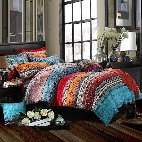 Luxton Bohemian Striped Mandala Quilt Cover Set ( Double Size)