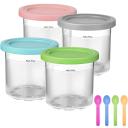 Containers Replacement For Ninja Creami Pints and Lids - 4 Pack, 16oz Cup Compatible With Nc301 Nc300 Nc299amz Series Ice Cream Maker, Bpa Free