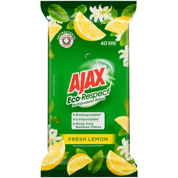 Ajax Eco Respect Lemon Multipurpose Wipes 40 Pack